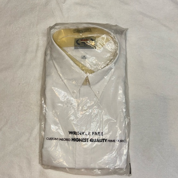 ALL AMERICAN MENS WRINKLE FREE LONG SLEEVE WHITE SHIRT 19 34/35 - Picture 12 of 12